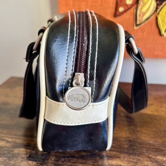 Roots| Cute Retro Varsity 73 Satchel Handbag Purse Black/Red/White 6 x 9” - Picture 3 of 7